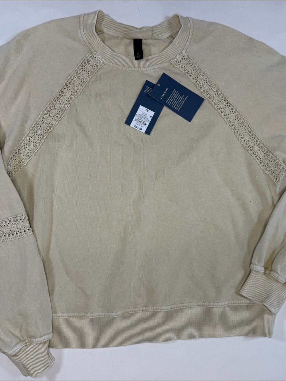 Universal Thread Cream Lace-Trim Crewneck Sweatshirt